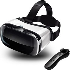 컨트롤러가 포함된 휴대폰용 VR 헤드셋 아이폰호환 Samsung Android와 호환 와 성인 3D 가상 현실 스마트폰용 고글 4.5 6.3인치 눈 보호 블루라이트 차단 HD, Black with controller