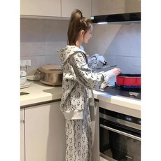 胖mm大碼設計感套裝女春秋裝：寬鬆連帽衛衣+遮胯闊腿褲兩件套，適合26-300斤，減齡顯瘦, 灰色一套,L 【40.0-60.0公斤】