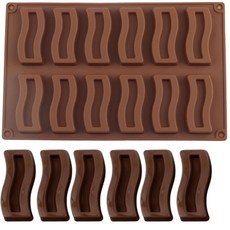 EPYHREHM 12 캐비티 웨이브 바 실리콘 초콜릿 몰드 곡선형 스트립 캔디 케이크 장식용