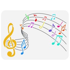 1개 스크랩북 패브릭 타일 바닥 가구 나무 등에 그림을 그릴 수 있는 플라스틱 드로잉 페인팅 스텐실 템플릿 직사각형 음표 패턴 29.7x21cm