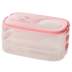 StarR 산리오 캐릭터 3단 다용도 만두 보관용기, 1개, 핑크