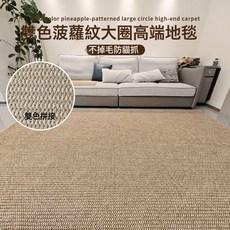 仿劍麻防貓爪地毯客廳臥室攝影棚裝飾沙發牀邊毯純色酒店辦公防滑, 1個, 雙色米駝-菠蘿紋