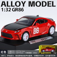 豐田 Toyota GR86 模型車 聲光迴力車 1:32 合金賽車模型, 紅色, 1個