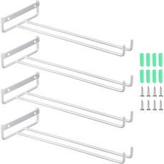 uxcell 4Pcs 와인잔 랙 캐비닛 아래 11.81인치 언 - 바 커피 레스토랑 주방용 벽걸이 홀더 보관 행거 블랙, 10.43", Silver