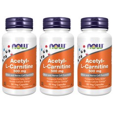 나우푸드 아세틸 L-카르니틴 500mg 베지 캡슐, 50정, 3개