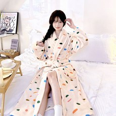 20종 여성 샤워가운 골프 호텔 로브 극세사 목욕 가운 남자 여자 커플, 1개, 03-플레이풀 도트