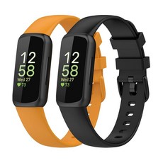 NOOETAH 2 Pack 밴드 Compatible for Fitbit Inspire 3 플렉시블 실리카겔 교환용 벨트 블랙+오렌지