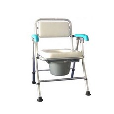 【海夫健康生活館】好家 機械椅(未滅菌)好家企業 1吋鋁合金 軟背軟墊 前抽式 前後折疊便椅 (A122), 扶手綠色, 1個