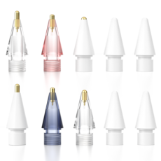 JAMJAKE 애플펜슬 펜촉 1/2세대/USB-C/Pro 호환 4가지 스타일 + 4컬러 2B/HB 무소음 교체용 팁 10개입, 화이트, 핑크, 블루, 1세트