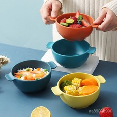 寶寶輔食碗可愛家用碗嬰兒防摔防燙碗幼兒園喫飯碗兒童餐具耐高溫, 兒童碗【深綠】,兩個裝, 1個