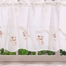 고급 자수 귀여운 이미지 토끼 강아지 바란스커튼 주방바란스
