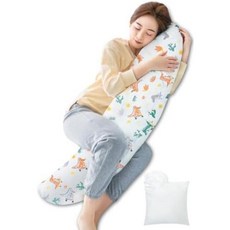 일본 직배송 Genki Life 다키마쿠라 임신 베개 수유 쿠션 출산 보충 코튼 7.1온스 200g 포함 허리 다리 지지대 쉬운 측면 수면 소재 커버, Polyester, 3)White alligator pattern