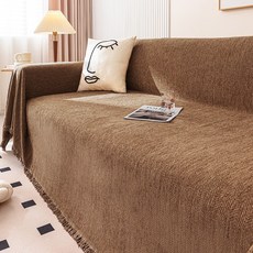 奶油風泰迪絨沙發巾新款全蓋毯四季通用全包套罩沙發蓋布坐墊, 1件, 人字紋-咖色【四季親膚雪尼爾】