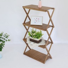 野營木架子擱板桌折疊 3 層 4 層, 4段, 棕色