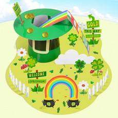 성 패트릭의 날 레프리콘 요정 트랩 키트 아동용 - DIY 예술 및 공예 세트 그린 모자 무지개 사다리 금화 및 발자국 포함 - 재미있는 학교 교실 STEM 활동 - 레프