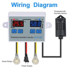 부화기 계란부화기 달걀부화기 병아리부화기 인큐베이터디지털 LED 온도 습도 컨트롤러 온도계 습도계 센서, 1개