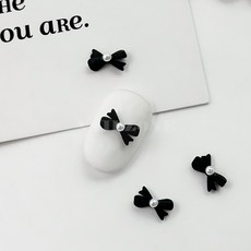 미니 발레코어 진주리본 네일파츠, 블랙[NO.71H], 2개, 블랙[NO.71H]