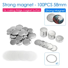 50/100PCS 25-75mm 자석 냉장고 배지 핀 버튼 메이커 부품 DIY 예술 만들기 세트, 06 Strong Magnet Button