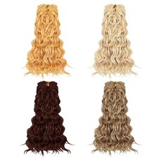 인형 가발 합성 섬유 DIY BJD 액세서리 앞머리 숏 웨이브 롱 컬 혼합 색상, 1개, 믹스드 컬러 498
