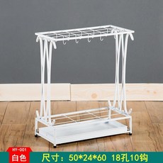臺灣出貨 傘架傘桶 雨傘架 雨傘收納架 雨傘桶 創意雨傘架酒店大堂家用鐵藝傘筒雨傘桶收納桶落地式放傘架子傘桶, 白色（18孔10鉤）, 1個