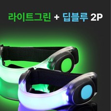 릿지 바이크 LED 암밴드 야간 러닝, 2개, 라이트그린, 딥블루
