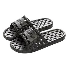 男士格子圖案浴室鞋, 黑色, 1個