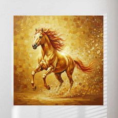 다람앤토리 돈들어오는 그림 풍수 재물복 해바라기 달항아리 돈나무 황금말 적토마 방수 그림, 그림_2