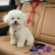 강아지 차량 안전벨트 고정식 헤드레스트 조절형 하네스 연결줄, 1, 퍼플