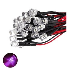 3V 3파이 퍼플 플랫 와이어 케이블 LED DIY 실험 모형 조명 키트 차량 튜닝 오토바이 부품 실습, 10개