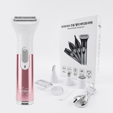 SERENDI 남녀공용 4in1 전동 멀티 바디트리머 다리털 숱제거기 제모기, 핑크