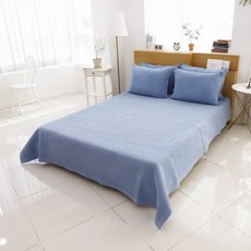 데코그램 순면 줄누빔 피그먼트 침대패드 밴딩형, 블루