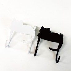홈데코 캐비닛 서랍 문걸이 행거 고양이 더블 후크, 색상, 1개, 블랙