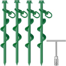 히붐 4개 접지 앵커 T 핸들 육각 렌치 트램펄린 후크 키트에 나사 캠핑 텐트 자동차 포트 캐노피용 풍선 야외 장식 액세서리그린 8인치, 4, Black, 8 Inch