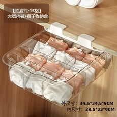 妃雪森 懸掛式收納盒 10格 衣櫃內衣褲襪子整理盒 透明防塵分隔盒, 1個, 抽屜款15格-襪子盒-WG-3215