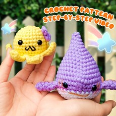 嗨購 兩隻裝花枝鯊魚鉤針材料包 手工玩偶 兒童禮物, DY-0034, 1個