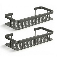 생활꾸밈 욕실 선반 무타공 알루미늄 일자 정리대 2P, 1세트, 그레이