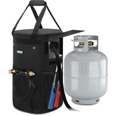 프로판 탱크 커버 백 9.1kg(20파운드) WITSTEP 튼튼한 캐리어 백 측면 플립 플랩과 4개의 통기성 구멍 방수 및 내마모성 실린더 보관 가방 가정 실외 사용105, 406347 프로판 탱크 커버 백 9.1kg(20파운드