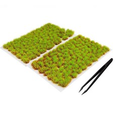 190피스 고정 잔디 모델 다발 철도 인조 미니어처 다발 지형 키트 DIY 요정 정원 디오라마 풍경용 (세트 B) 311068, Green