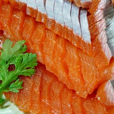 송어회(영월 동강 어라연) 순살(420g)+야채+초간장+콩가루+간마늘+고추냉이 +매운탕(송어뼈)양념제공