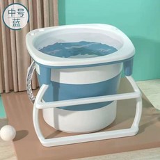 이동식 욕조 접이식 목욕통 활용 간이 원형 가정용 공간 반신욕, 캡이 없는 중간 파란색