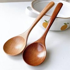 日式實木特大號勺子 湯匙 冰淇淋湯匙 甜點匙 餐匙 湯勺 大湯勺 圓勺 長柄勺子, 櫸木大號勺+楠木大號勺（混搭2個）, 1個