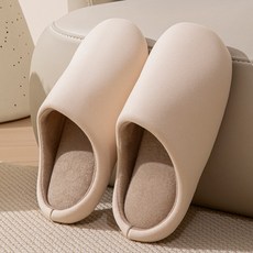 DFMEI 條紋拖鞋女春秋靜音保暖室內軟底透氣四季家居防滑棉拖鞋男春, 米色【日式軟底】:42-43【適合41-42】, 1個