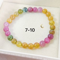 天然老礦彩虹碧璽糖果色原礦感貓眼碧璽手鍊，手圍約15.5-16公分，黃金色電氣石，增添個人魅力, 1個, 7mm-10
