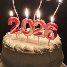 파티몬 신년 파티 메탈 숫자 초 케이크 데코픽 연말 홈 장식 소품 용품, 1개, 핑크