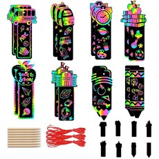 Aunthvra Welcome Back to School 스크래치 페이퍼 아트 키트 24개 | 무지개 매직 오프 카드 버스 북 연필 패턴 DIY 드로잉 교실 활동 첫날 선물 2, Aunthvra Welcome Back to Schoo, A: 학교로 돌아가기