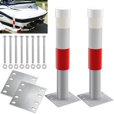 Desunqin 2팩 폰툰 보트 트레일러 가이드 폴 키트 43.2cm(17인치) 폴 반사 스트립 스틸 + UPVC 슬리브 튼튼한 부품 및 액세서리_171474, Desunqin 2팩 폰툰 보트 트레일러 가이드 폴 키