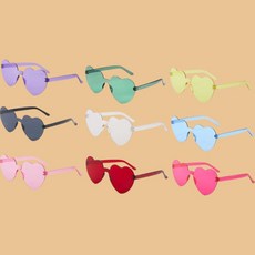 무테 하트 칼라 파티안경 컬러 선글라스, 블랙