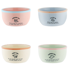 StarR 컬러풀 힐링 세라믹 밥공기 450ml, 핑크+블루+옐로, 1개, 4개입