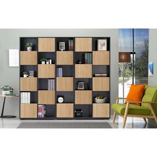 布拉格1.35尺鐵刀橡木紋三門書櫃，學生書房收納櫃，簡約風格書架，辦公室文件櫃