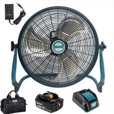 牧田 16吋鋰電趴地風扇 AC/DC倆用 12檔調節 露營風扇 工地風扇 通用牧田電池, 16吋風扇一電一充（6.0晶片電池）